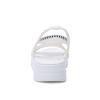 oiangi Knitted Wedge Sandals for Women Fashion Fish Mouth Open Toe Hollow Mesh Breathable Slip-on Platform Sport Sandals Summer Stretchy Comfy Walking Shoes White view 3