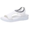 oiangi Knitted Wedge Sandals for Women Fashion Fish Mouth Open Toe Hollow Mesh Breathable Slip-on Platform Sport Sandals Summer Stretchy Comfy Walking Shoes White view 1