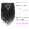 Luovce Clip in Hair Extensions Real Human Hair Kinky Curly Natural Colour 8PCS 115-120 Grams 10 inches view 2