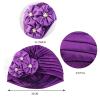 3 Pieces Satin Ruffle Headwrap Big Flower Pearl Turban Wrap Headscarf for Muslim Hijab Wedding Bride Head Cover view 2