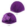 3 Pieces Satin Ruffle Headwrap Big Flower Pearl Turban Wrap Headscarf for Muslim Hijab Wedding Bride Head Cover view 3