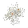 SAMKY 2x Handmade Shell White Pearl Crystal Flower Hair Comb Clips - Silver T1324 view 2