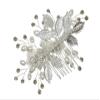 SAMKY 2x Handmade Shell White Pearl Crystal Flower Hair Comb Clips - Silver T1324 view 3
