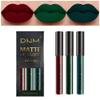 AMY'S DIARY 3Pcs Dark Red Green Matte Liquid Lipstick Sets,Matte Lipstick Lip Stain Long Lasting 24 Waterproof Lip Gloss Gift Set Matt Liquid Makeup Lipstick for Women view 1