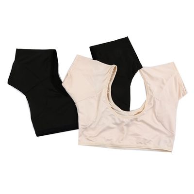 2 Pcs Breathable Comfort Armpit Sweat Vest Underarm Sweat Guard Washable for Women Girls Ladies (Color : Black+Skin, Size : Medium)