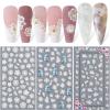 Ncana 3 Sheet Flower Nail Art Sticker Decals,5D Self-Adhesive Hollow Pattern Nail Art Supplies White Feather Lace Flower Leaf,Nail Art D view 1