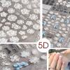 Ncana 3 Sheet Flower Nail Art Sticker Decals,5D Self-Adhesive Hollow Pattern Nail Art Supplies White Feather Lace Flower Leaf,Nail Art D view 2