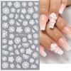 Ncana 3 Sheet Flower Nail Art Sticker Decals,5D Self-Adhesive Hollow Pattern Nail Art Supplies White Feather Lace Flower Leaf,Nail Art D view 3