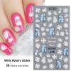 Ncana 3 Sheet Flower Nail Art Sticker Decals,5D Self-Adhesive Hollow Pattern Nail Art Supplies White Feather Lace Flower Leaf,Nail Art D view 4