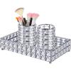 3 Pieces Crystal Makeup Brush Holder Organizer Vanity Makeup Tray Set, 2 Pcs Crystal Bling Cosmetics Brushes Cup 1 Storage Jewelry Trinket Tray Bathroom Sink Vanity Trays, 11.81 x 7.87 x 2.76 Inch view 1
