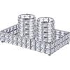3 Pieces Crystal Makeup Brush Holder Organizer Vanity Makeup Tray Set, 2 Pcs Crystal Bling Cosmetics Brushes Cup 1 Storage Jewelry Trinket Tray Bathroom Sink Vanity Trays, 11.81 x 7.87 x 2.76 Inch view 2