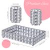 3 Pieces Crystal Makeup Brush Holder Organizer Vanity Makeup Tray Set, 2 Pcs Crystal Bling Cosmetics Brushes Cup 1 Storage Jewelry Trinket Tray Bathroom Sink Vanity Trays, 11.81 x 7.87 x 2.76 Inch view 3