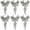 Set of 6 JCGY Crystal White Butterfly Barrettes Bridal Barrettes with Streamers 9050-6 view 1