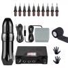 Tattoo Machine Kit Rotary Tattoo Machine Pen Set Permanent Makeup Cartridge Needle Eyebrow Body Artist for Beginners Supplies,Black set view 1