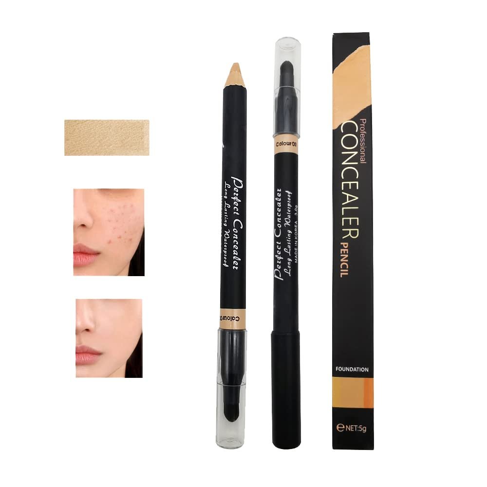 AKARY Face 2 in 1 Dual-Sided Eyebrow & Concealer Crayon Highlighter Stick, Waterproof Foundation for Eye Dark Circles & Blackheads, Concealer Pencil with Brush for Men & Women (#2 Natural)