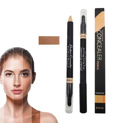 AKARY Concealer Pencil, 2 in 1 Dual-Sided Full Range of Coverage Concealer Pencil for Face, Professional Foundation Concealer for Eye Dark Circles, Blackheads, Concealer Pencil with Brush for Men and Women (#4 Wheat-colored)