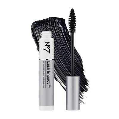 No7 Lash Impact Mascara - Black - Volumizing Mascara for False-Lash Effect - Smudge-Free Formula for Lengthening Lashes with Oversized Cone Brush Applicator (7ml)