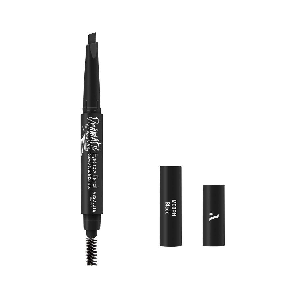 Absolute New York Perfect Eyebrow Pencil Dual-Ended To Shape, Fill, and Define Eyebrows (MEBP11 Black Soft)