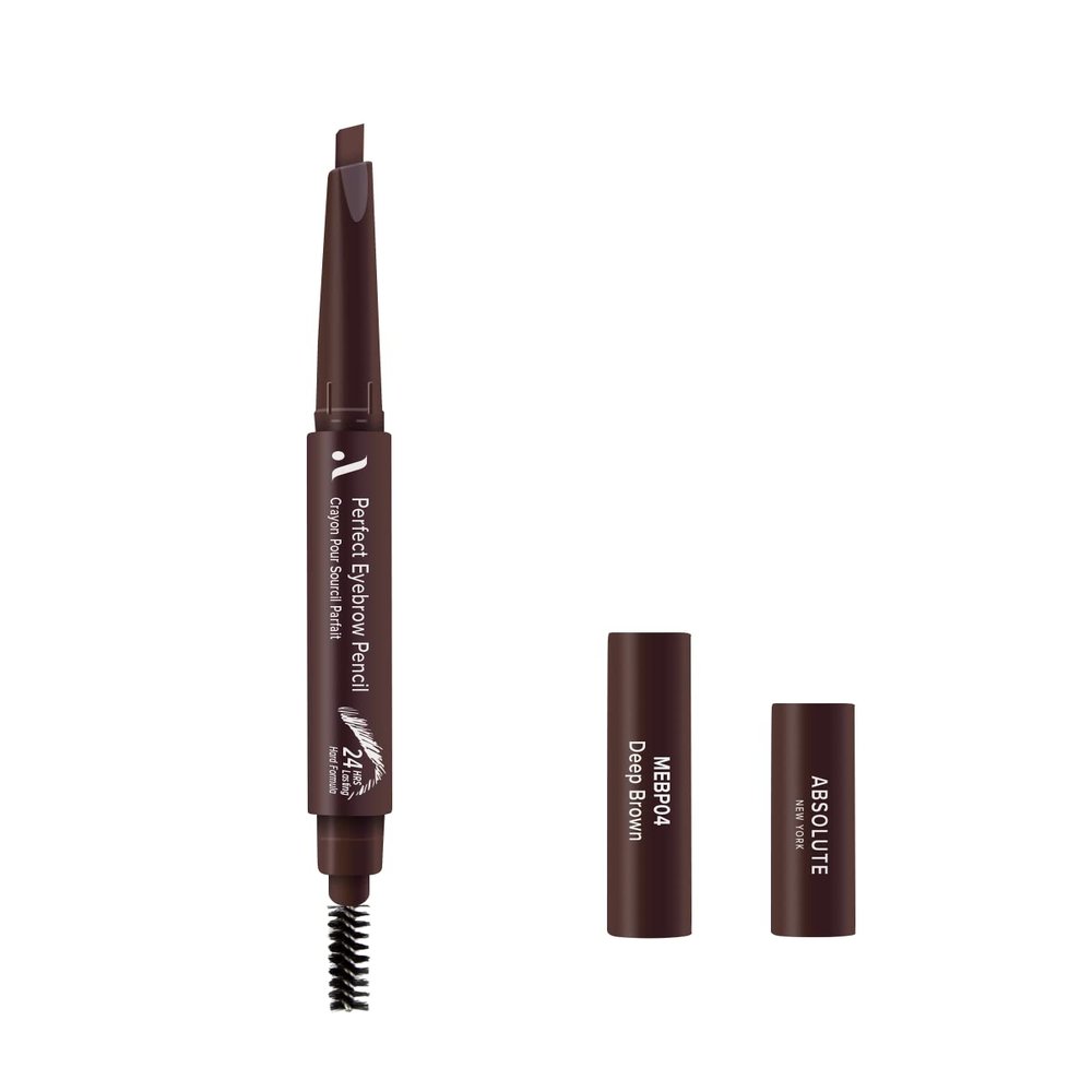 Absolute New York Perfect Eyebrow Pencil Dual-Ended To Shape, Fill, and Define Eyebrows (MEBP04 Deep Brown Hard)