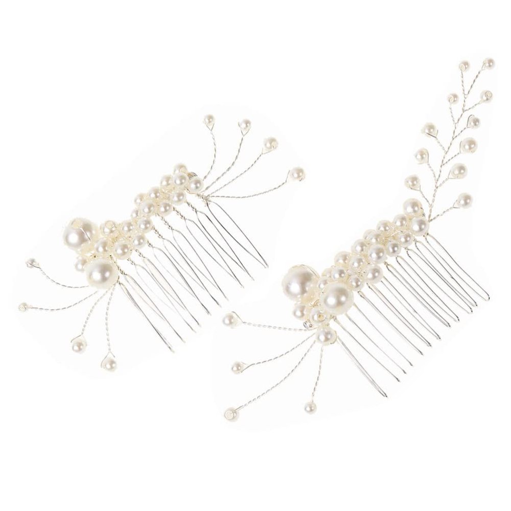 Beaupretty 2pcs Bridal Hair Combs Delicate Accessories for Weddings and Special Occasions Handmade Side Combs for Elegant Hair Styles