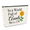 Aunt Auntie Gifts Makeup Bag for Women TITI Gift from Niece Sunflower Cosmetic Bag Aunt Appreciation Gift Best Aunt Gifts from Nephew Mother's Day Birthday Gift for Aunt Travel Toiletry Pouch view 1