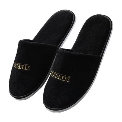 Disposable Slippers for MenSpa Slippers, (Large Size,10 Pairs) Indoor Hotel Slippers, Fluffy Coral Fleece, Padded Sole for Comfort- for Guests, Hotel, Travel (Color : Men's Black, Size : 10 Pairs)