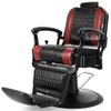 Artist hand Retro Barber Chair Classic Heavy Duty Barber Chairs Vintage Salon Chair Hydraulic Recline Beauty Spa Styling Equipment Wide Seat with Puckered Button (Black + Red) view 1