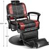 Artist hand Retro Barber Chair Classic Heavy Duty Barber Chairs Vintage Salon Chair Hydraulic Recline Beauty Spa Styling Equipment Wide Seat with Puckered Button (Black + Red) view 2