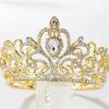 5.5cm High Crystal Rhinestone Women Girl Hair Tiara Crown Party Gold T00108G view 2