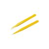 MAXLEAF 2pcs Stainless Tweezers Straight Curved Tweezers for Stickers Eyelash Extensions Precision Electronics Nail Rhinestone Jewelry, Scrapbooking Tools (Yellow) view 1