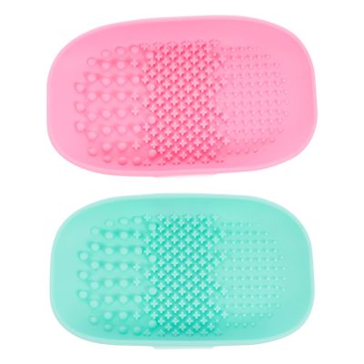 SOLUSTRE 2pcs Makeup Brush Cleaner Mats Rinsing Cushions for Makeup Tool Cleaning Includes Colors