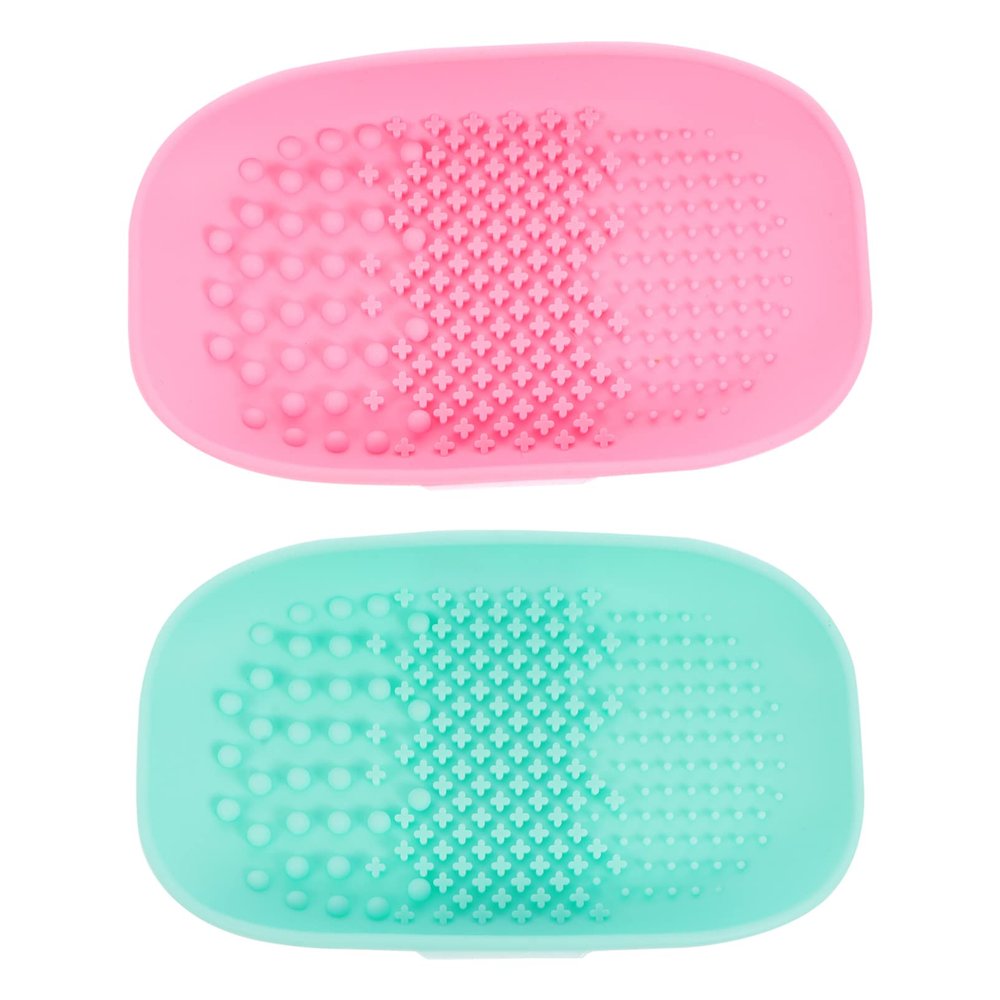 SOLUSTRE 2pcs Makeup Brush Cleaner Mats Rinsing Cushions for Makeup Tool Cleaning Includes Colors