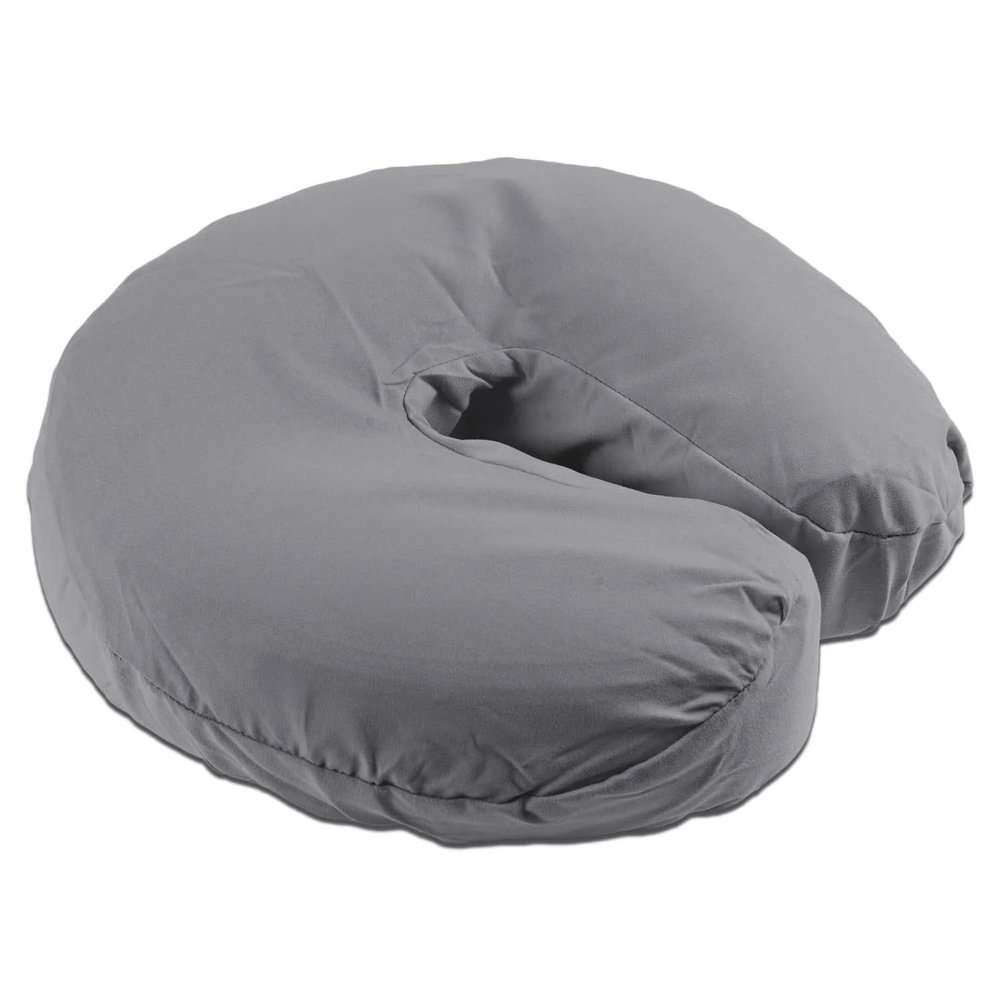 Body Linen Simplicity Poly Cotton Massage Face Cradle Covers - Clean, Crisp Fabric for Frequent Use and Washing, Colorfast and Latex-Free, Fits All Standard Massage Tables (10 Pack, Gray)