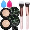2 PCS Mushroom Head Air Cushion CC Cream Nature Foundation,Foundation Brush Powder Brush,Moisturizing Concealer, Bright Makeup Base Long Lasting with Mushroom Makeup Sponge(#03 Warm Nude) view 1