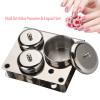 Uxsiya 3 Pcs Nail Art Liquid Cans Nail Art Tools Stainless Steel Mini Powder Liquid Set Cans Storage Box Container Manicure Tools with Base view 2