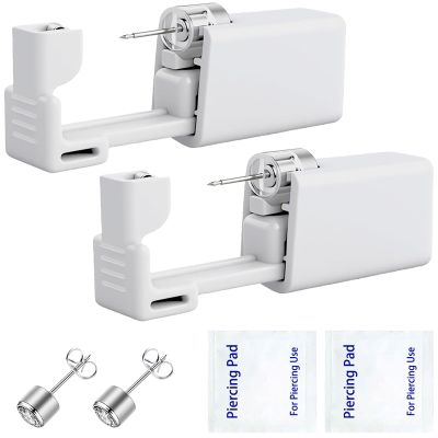 SLVIEKAE Ear Piercing Kit, Disposable Ear Piercing Gun with Preloaded Ear Stud, at Home Self Ear Piercing Gun Kit - 4mm CZ Earrings Stud