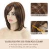 SEVENCOLORS Short Brown Mixed Blonde Bob Wigs for White Women Shoulder Length Synthetic Hair Wigs with Side Bangs Straight Blonde Highlights Womens Wig view 2