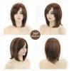 SEVENCOLORS Short Brown Mixed Blonde Bob Wigs for White Women Shoulder Length Synthetic Hair Wigs with Side Bangs Straight Blonde Highlights Womens Wig view 4