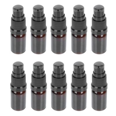 OSALADI 10Pcs Essential Oil Glass Bottle Refillable Essential Oil Jars Mini Glass Pump Bottles Cosmetic Sample Bottles Travel Bottle For Toiletries (5ML)