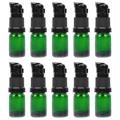 10Pcs Essential Oil Glass Bottle Refillable Essential Oil Jars Mini Glass Pump Bottles Cosmetic Sample Bottles Travel Bottle For Toiletries (5ml)