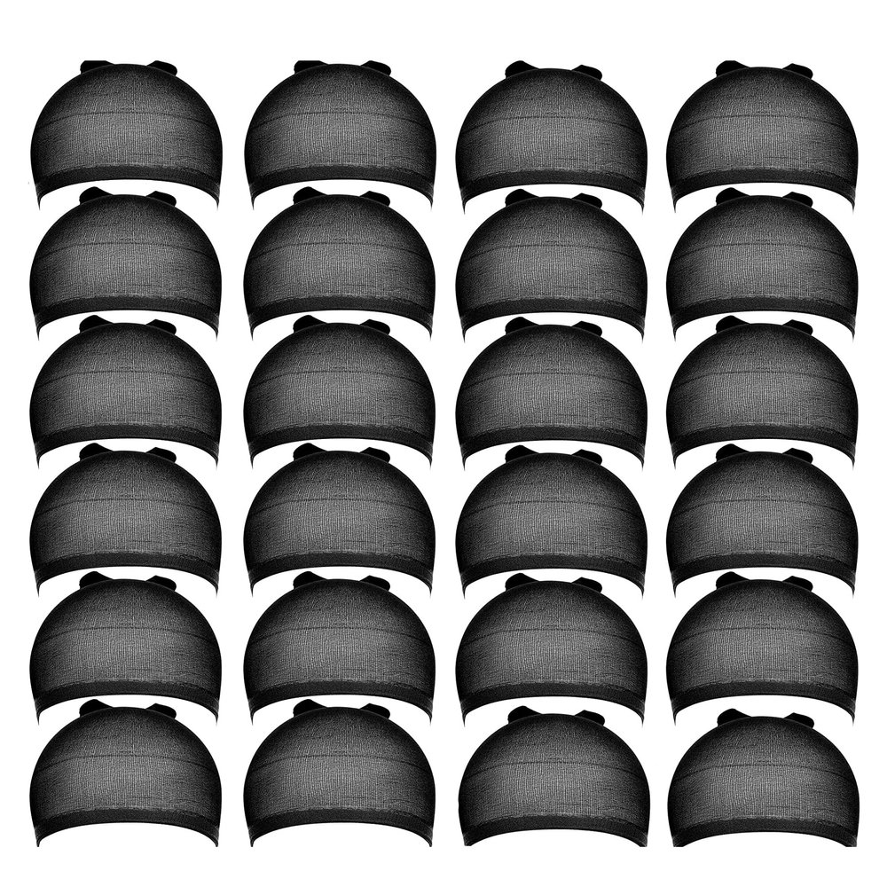Stocking Wig Caps, DEPHNARSA 24pcs Stretchy Nylon Wig Caps Stocking Caps For Wigs Wig Caps For Women Man (Black)