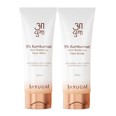 Ayuga Kumkumadi Cleansing Duo : 5% Kumkumadi Face Wash (100 ml) + 5% Kumkumadi Face Scrub (100 gm)