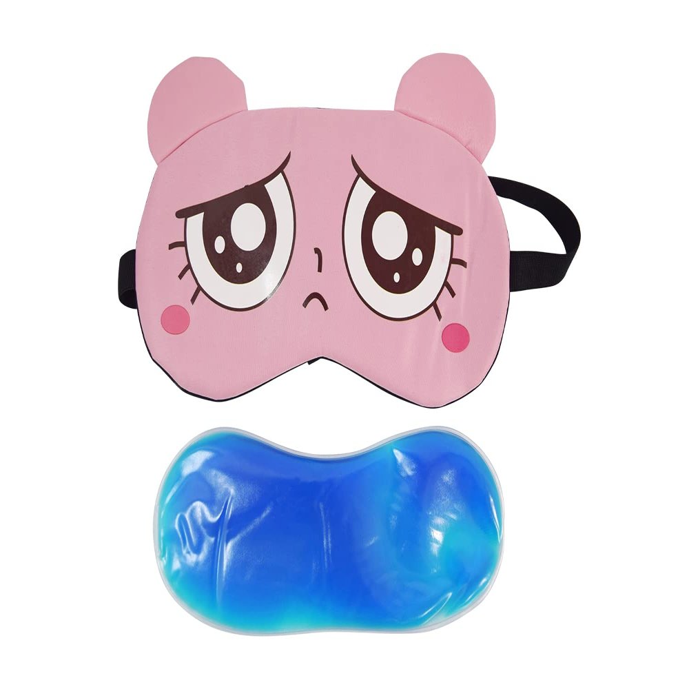 Skelapparel Pink Travel Eye Mask Sleep Aid Cold Gel Pack for Puffy Eyes, Travel, Meditation