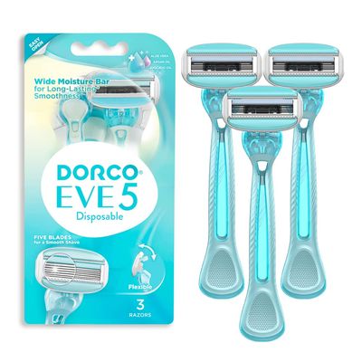EVE 5 Women's Disposable Razors Smooth Touch | Wide moisture bar, 5 Blades for smooth shave | Multipurpose Hair Remover | 1 pack (3 count)