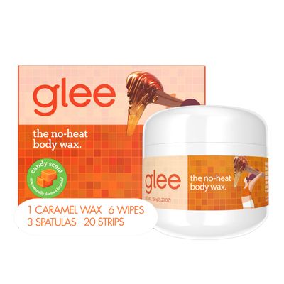 JOY Glee Caramel Body Wax Starter Kit for Women,Safe for Sensitive Skin,No-Heat & Microwave-Free,Candy Scent,5.29oz