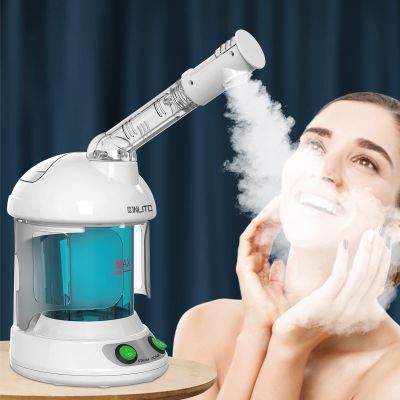 KINLITO Facial Steamer - Ozone Steamer with 360 Rotatable Arm - 40 Min Steam Time - Humidifier - Unclogs Pores - Blackheads - Portable Facial Steamer for Personal Care Use at Home or Salon,White