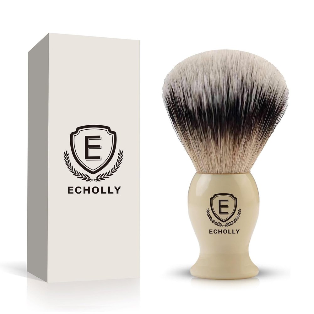 Premium Mens Shaving Brushes by Echolly-NO Shedding Bristle Shaving Brush for Men-Smooth Acrylic Handle Legacy Shave Brush-Rich and Fast Lather Shaving Cream Brush Dad Gifts for Fathers Day