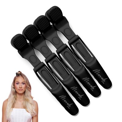 Mermade Hair Grip Clips - Alligator Hair Clips for Styling & Sectioning, Professional Salon Quality - Black (Pack of 4)