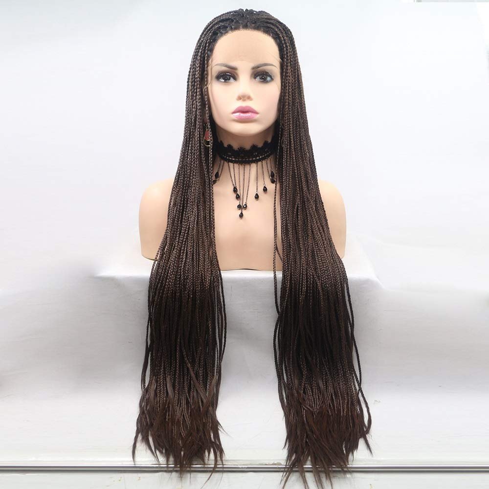 Pkfinrd Wigs Wig Ladies Handmade Lace European and Wig Sets in The Wig Hair Sets - Brown - Small Scorpion - Long Hair