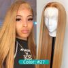 13x4 Honey Blonde Wigs Human Hair #27 Real Color Silky Straight Wig for Black Women 150% Density Pre Plucked Brown HD Transparent Lace Wigs With Baby Hair Glueless(22 Inch) view 2